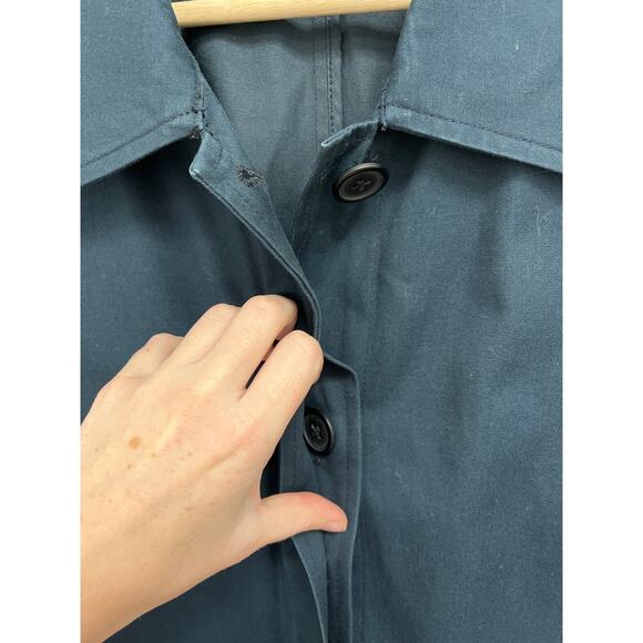 Vintage GAP Navy Minimalist Trench Mac Coat Cotton Relaxed Boxy Normcore - Large - Picture 6 of 8